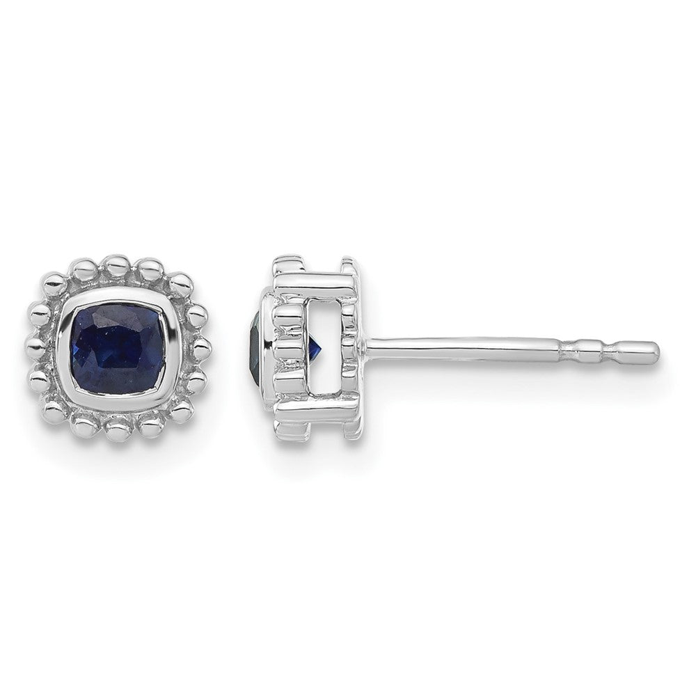 14k White Gold Cushion Sapphire Earrings