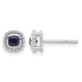 14k White Gold Cushion Sapphire Earrings