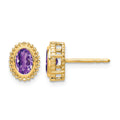 10k Oval Amethyst Post Earrings