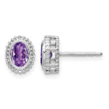 14k White Gold Oval Amethyst Post Earrings