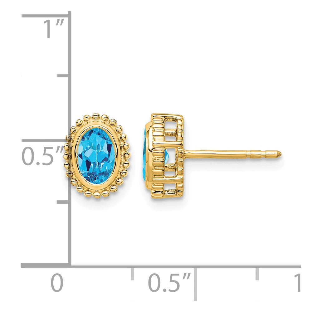 10k Oval Blue Topaz Post Earrings