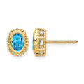 10k Oval Blue Topaz Post Earrings