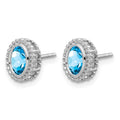 14k White Gold Oval Blue Topaz Post Earrings