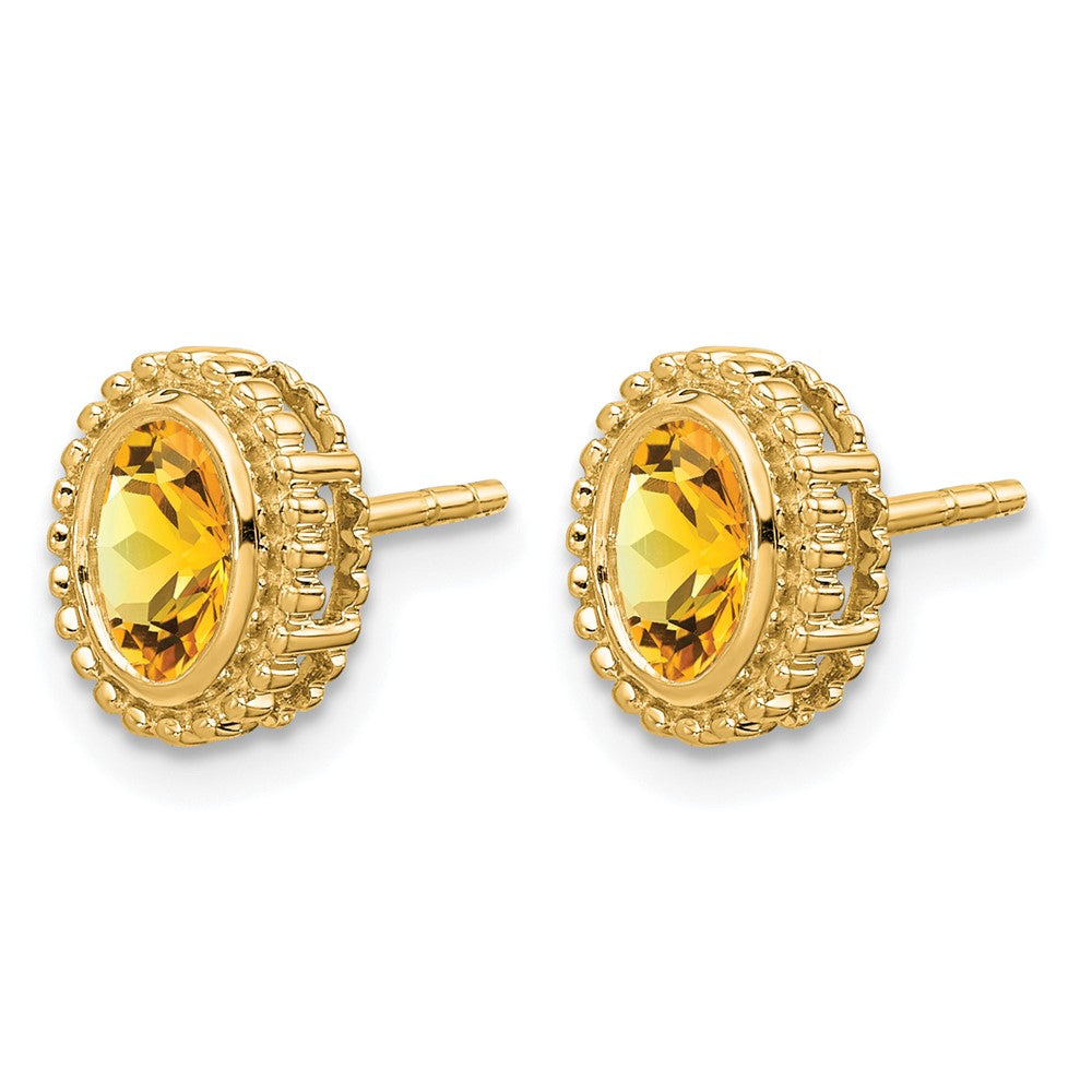 14k Oval Citrine Post Earrings