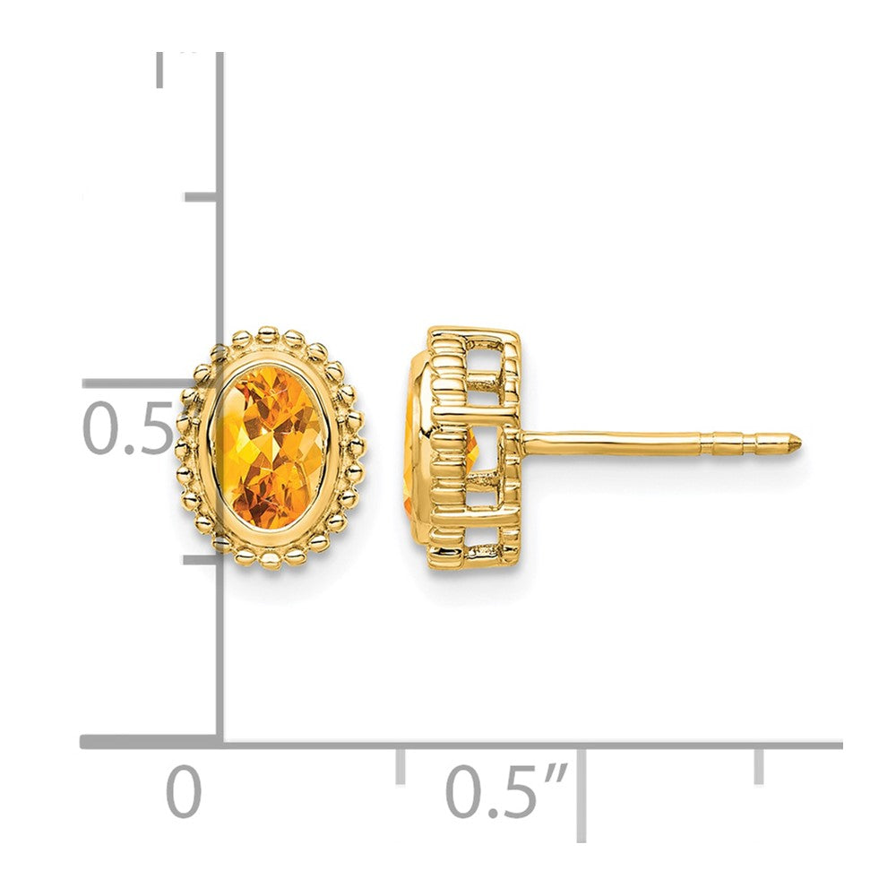 14k Oval Citrine Post Earrings