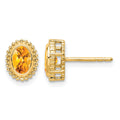 14k Oval Citrine Post Earrings