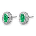 14k White Gold Oval Emerald Post Earrings
