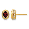 14k Oval Garnet Post Earrings