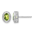 10k White Gold Oval Peridot Post Earrings