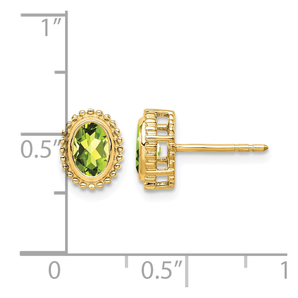 10k Oval Peridot Post Earrings