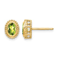 10k Oval Peridot Post Earrings