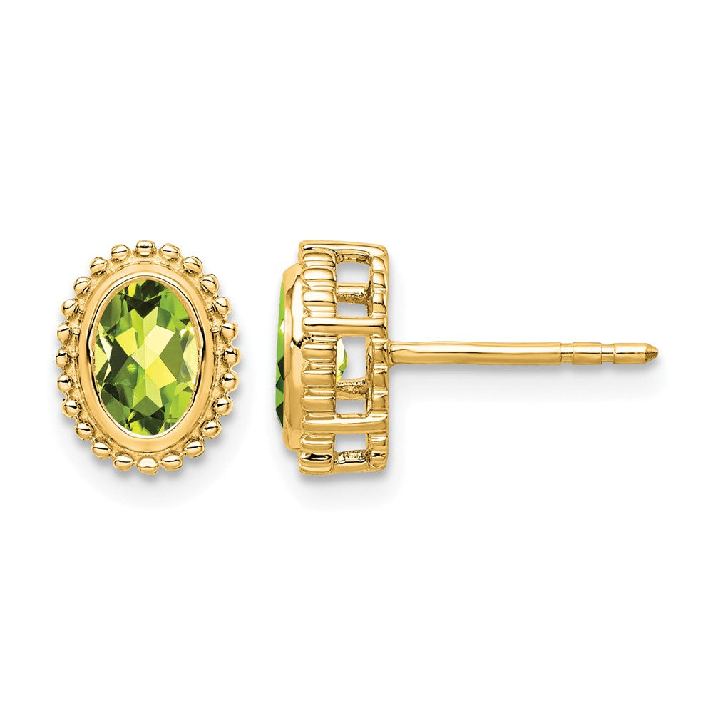 10k Oval Peridot Post Earrings