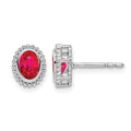 14k White Gold Oval Ruby Post Earrings