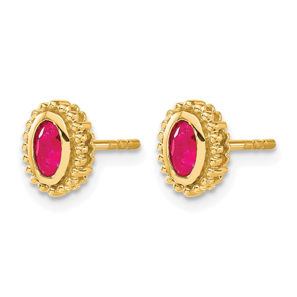 14k Oval Ruby Post Earrings