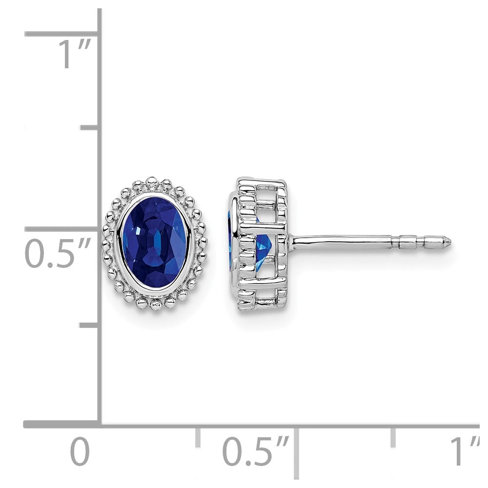 14k White Gold Oval Sapphire Post Earrings