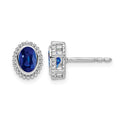14k White Gold Oval Sapphire Post Earrings