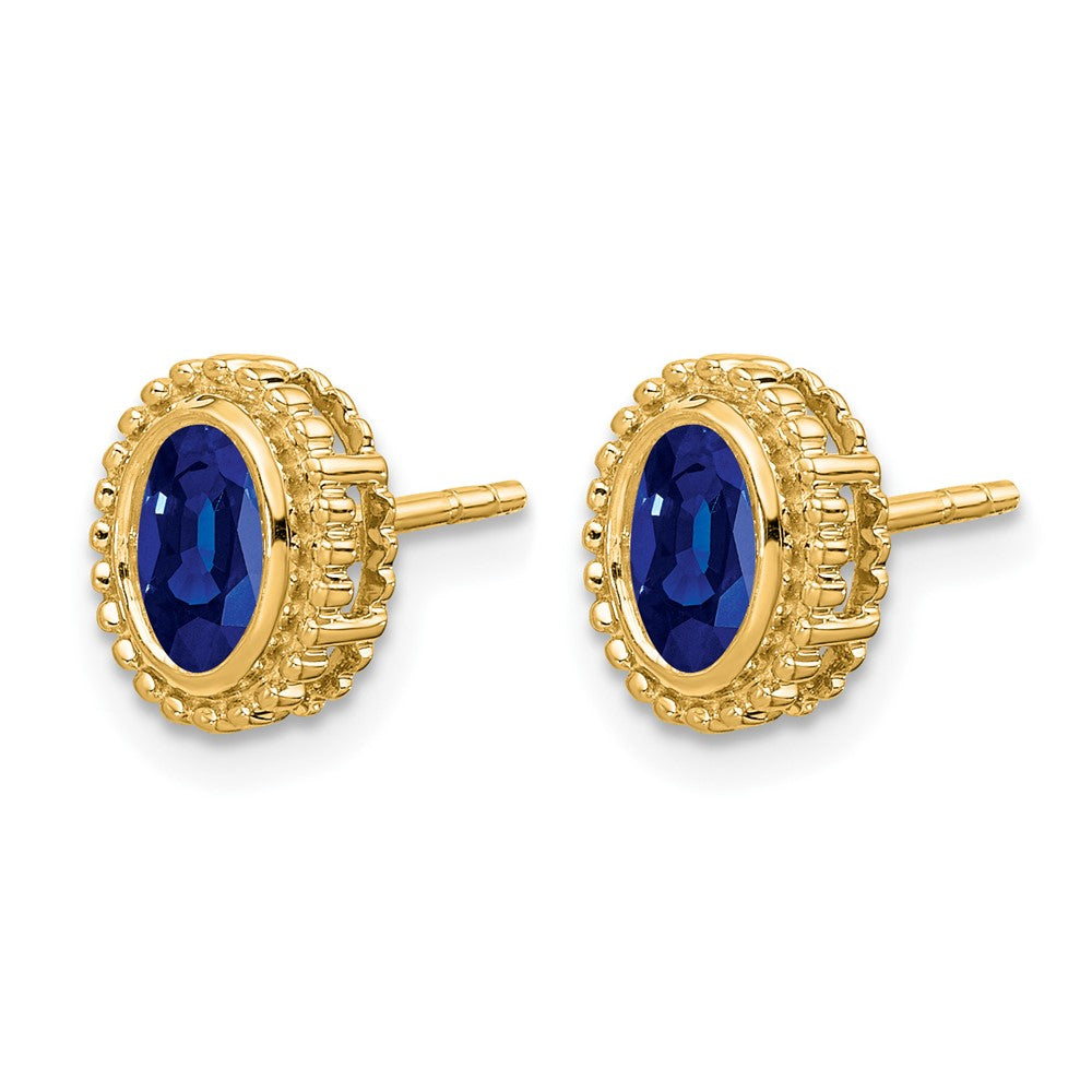 14k Oval Sapphire Post Earrings