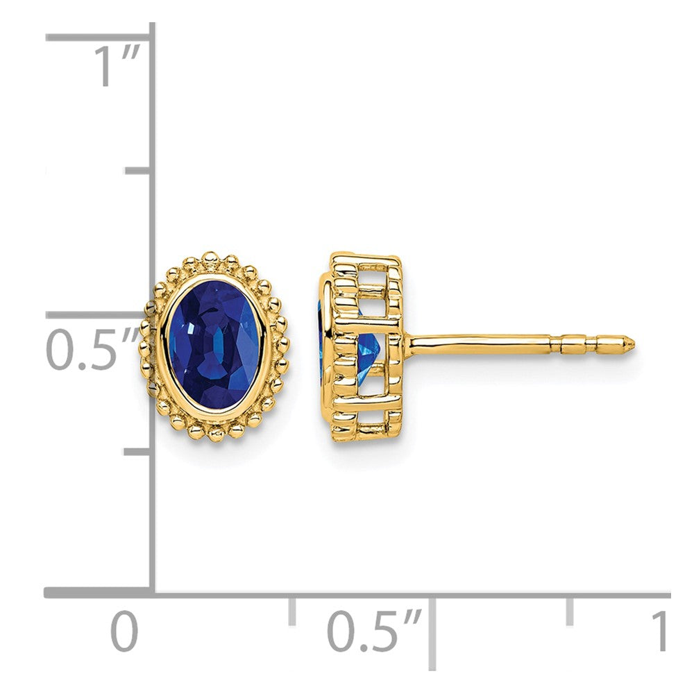 14k Oval Sapphire Post Earrings