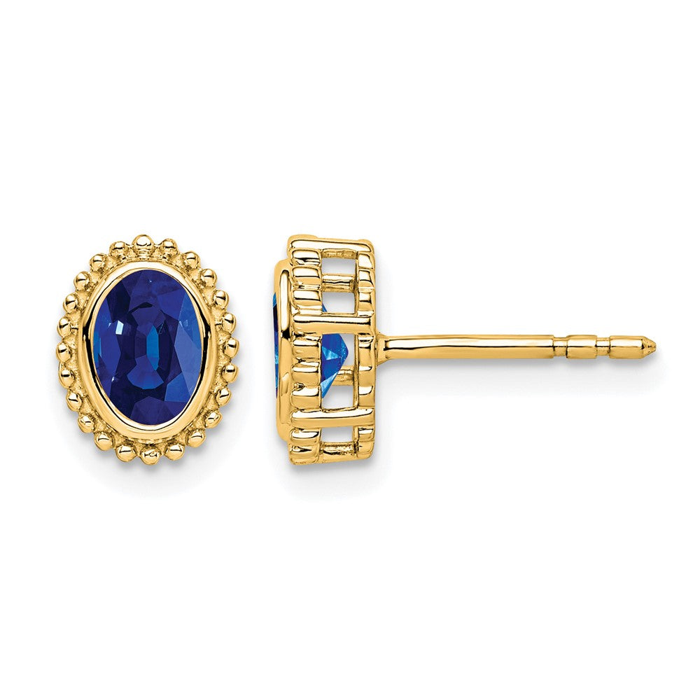 14k Oval Sapphire Post Earrings