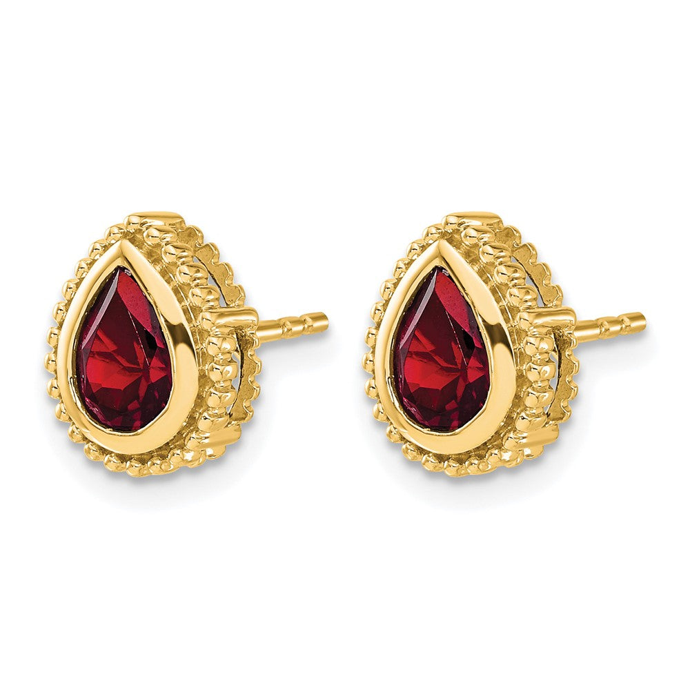 14k Pear Garnet Post Earrings