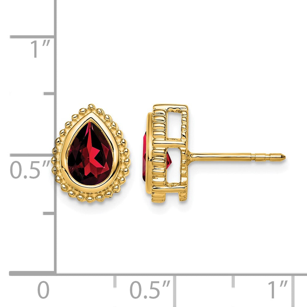 14k Pear Garnet Post Earrings