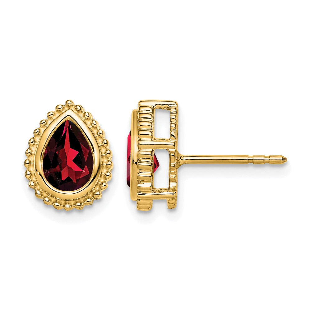14k Pear Garnet Post Earrings