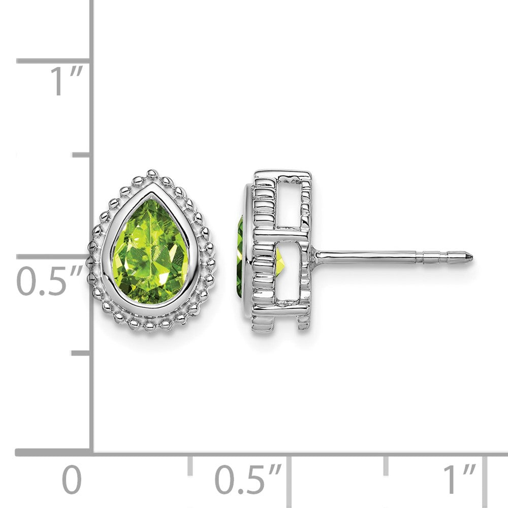 14k White Gold Pear Peridot Post Earrings