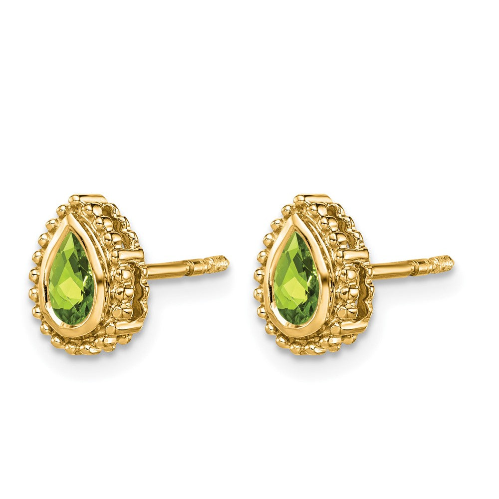 14k Pear Peridot Post Earrings