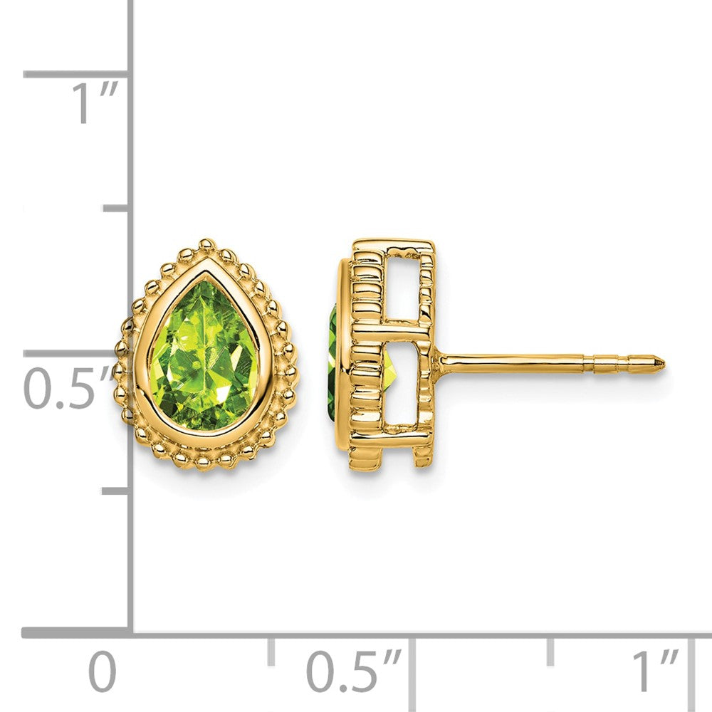14k Pear Peridot Post Earrings
