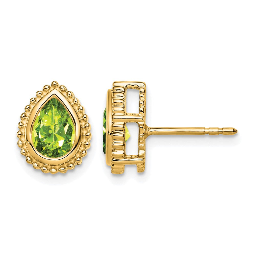 14k Pear Peridot Post Earrings