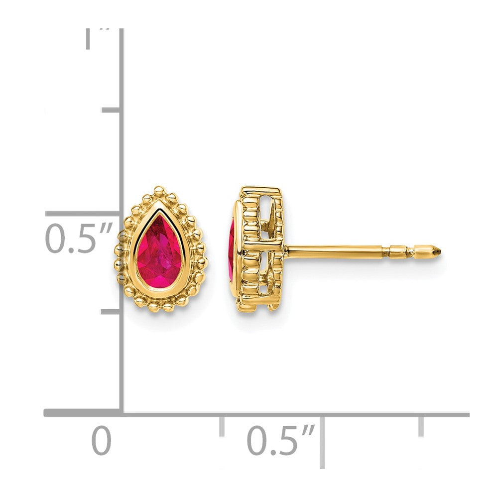 14k Pear Ruby Post Earrings