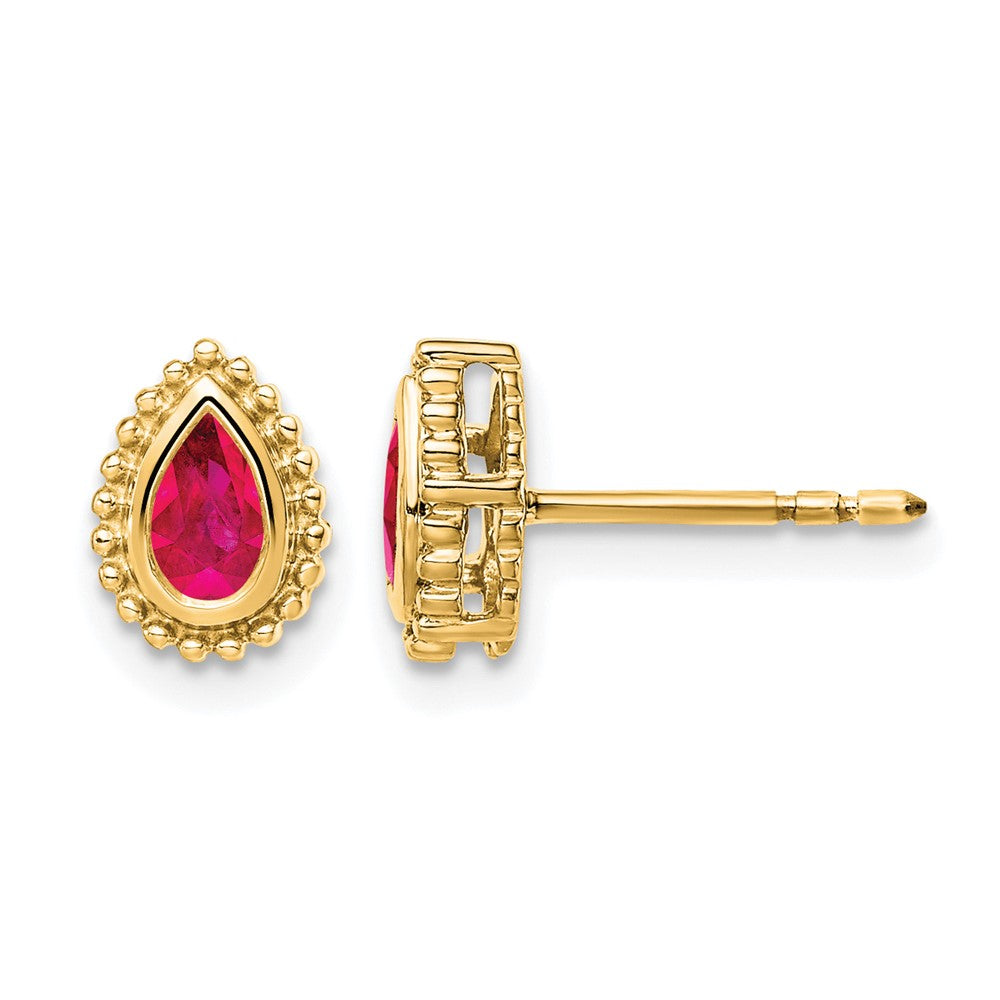 14k Pear Ruby Post Earrings