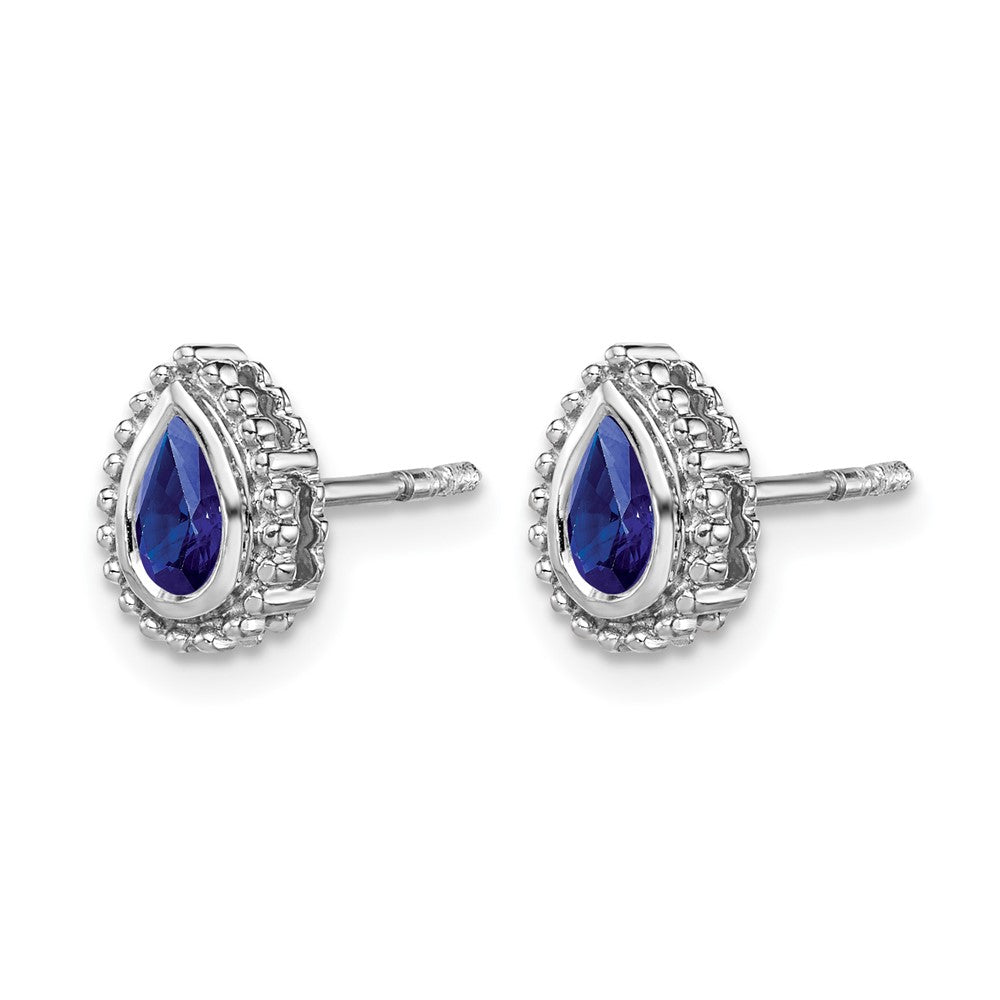 14k White Gold Pear Sapphire Post Earrings