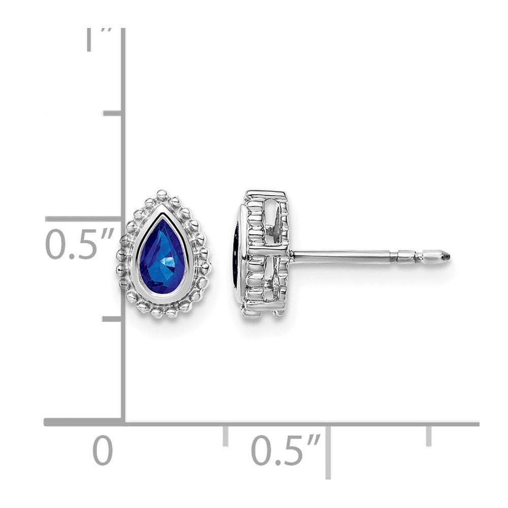 14k White Gold Pear Sapphire Post Earrings