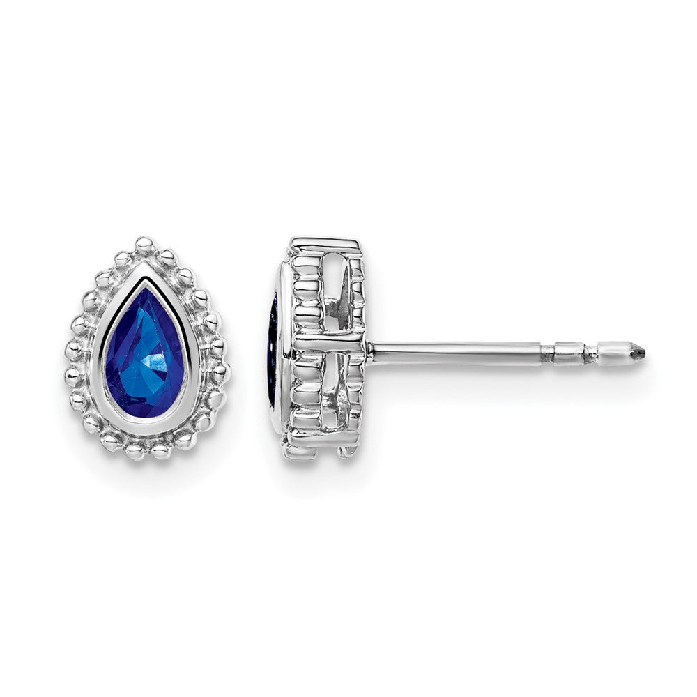 14k White Gold Pear Sapphire Post Earrings