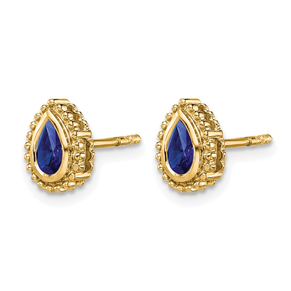 14k Pear Sapphire Post Earrings