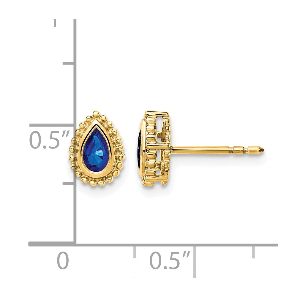 14k Pear Sapphire Post Earrings