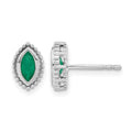 14k White Gold Marquise Emerald Post Earrings