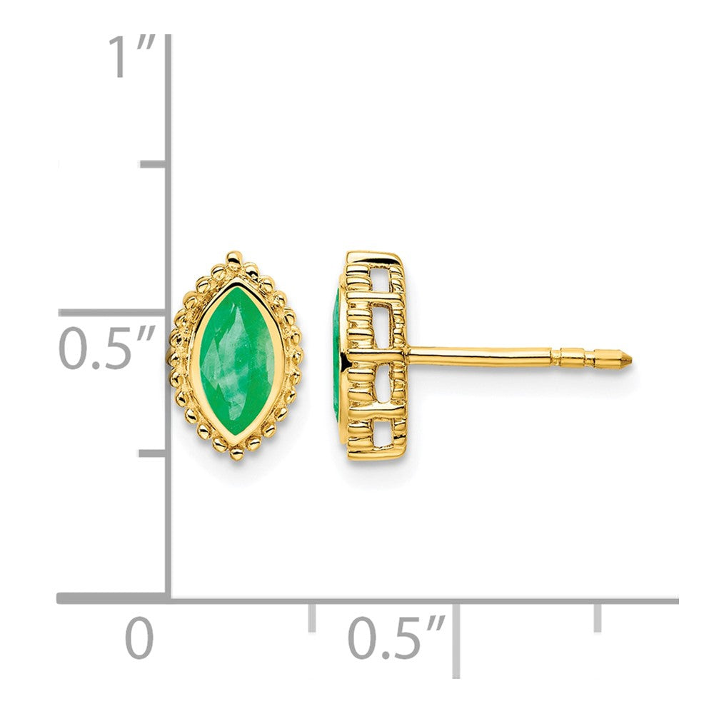 14k Marquise Emerald Post Earrings