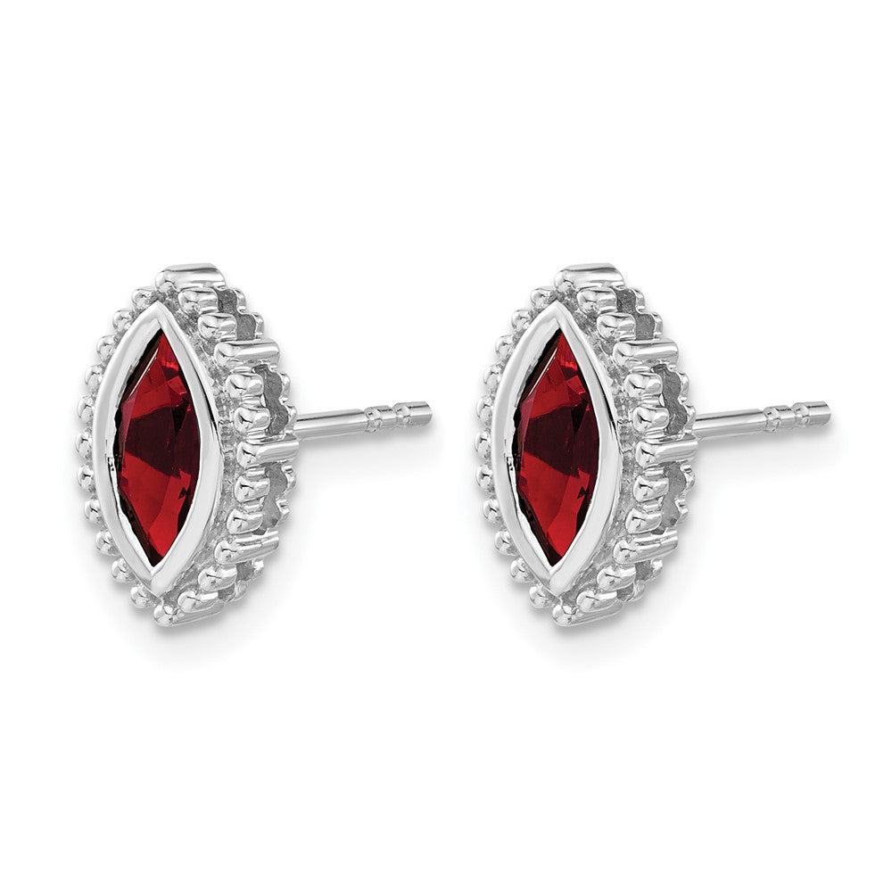 14k White Gold Marquise Garnet Post Earrings