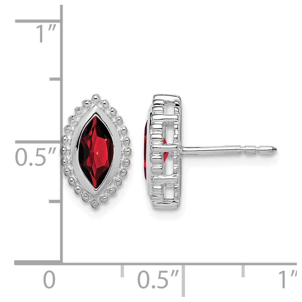14k White Gold Marquise Garnet Post Earrings