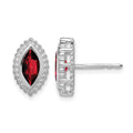 14k White Gold Marquise Garnet Post Earrings