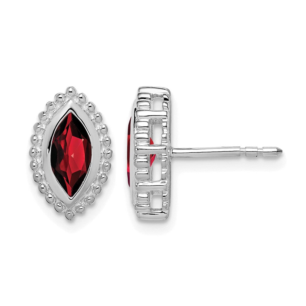 14k White Gold Marquise Garnet Post Earrings