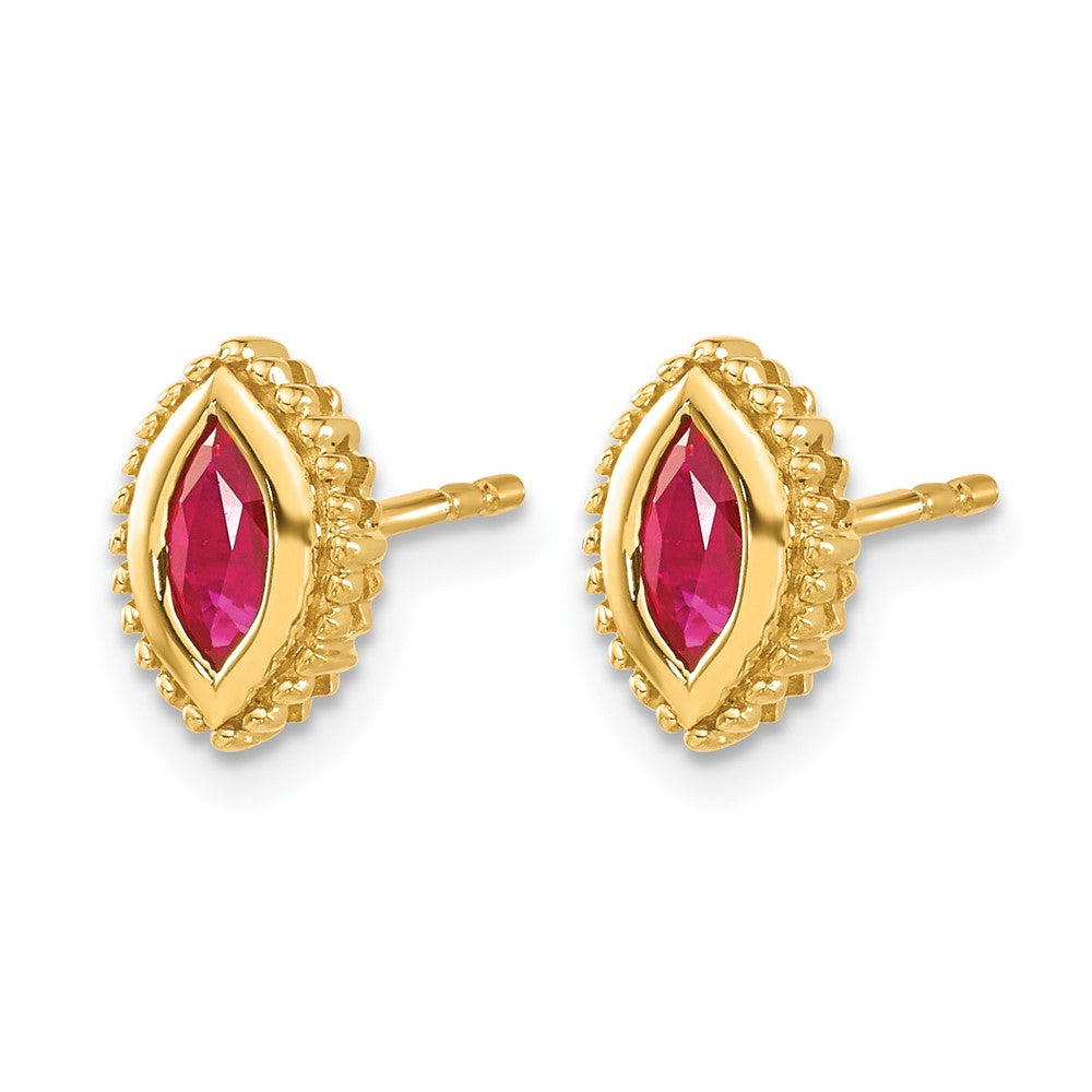 14k Marquise Ruby Post Earrings