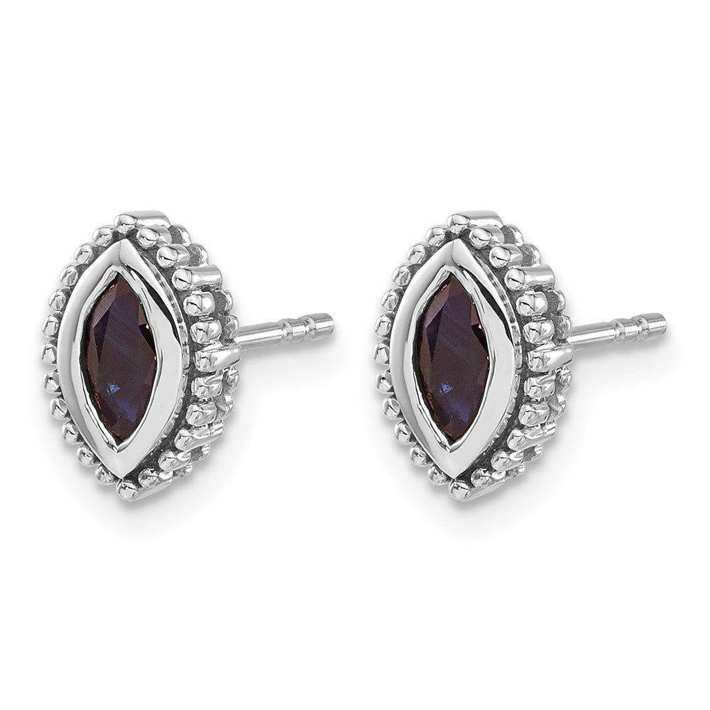 14k White Gold Marquise Sapphire Post Earrings