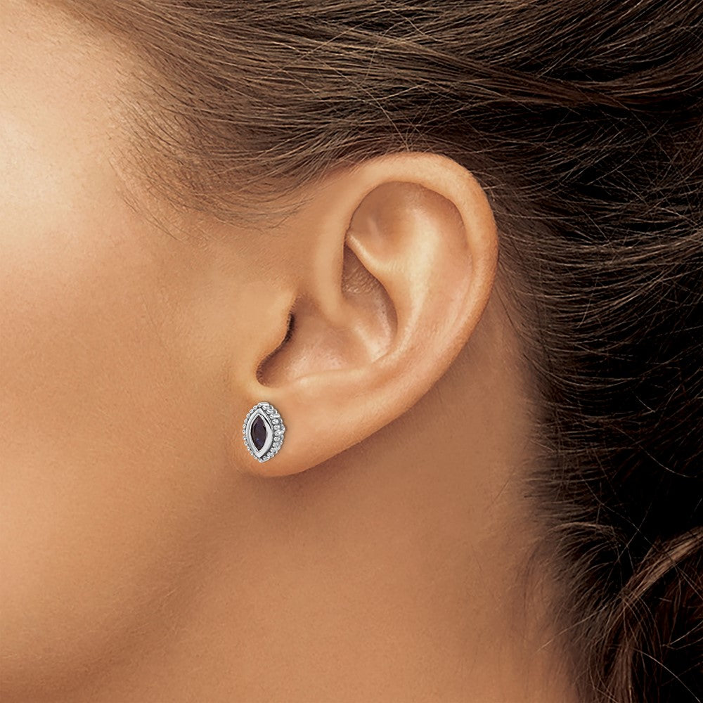 14k White Gold Marquise Sapphire Post Earrings