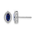 14k White Gold Marquise Sapphire Post Earrings