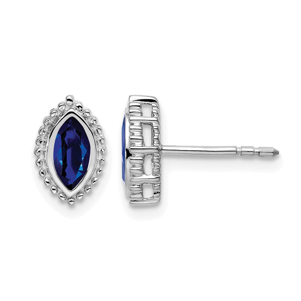 14k White Gold Marquise Sapphire Post Earrings