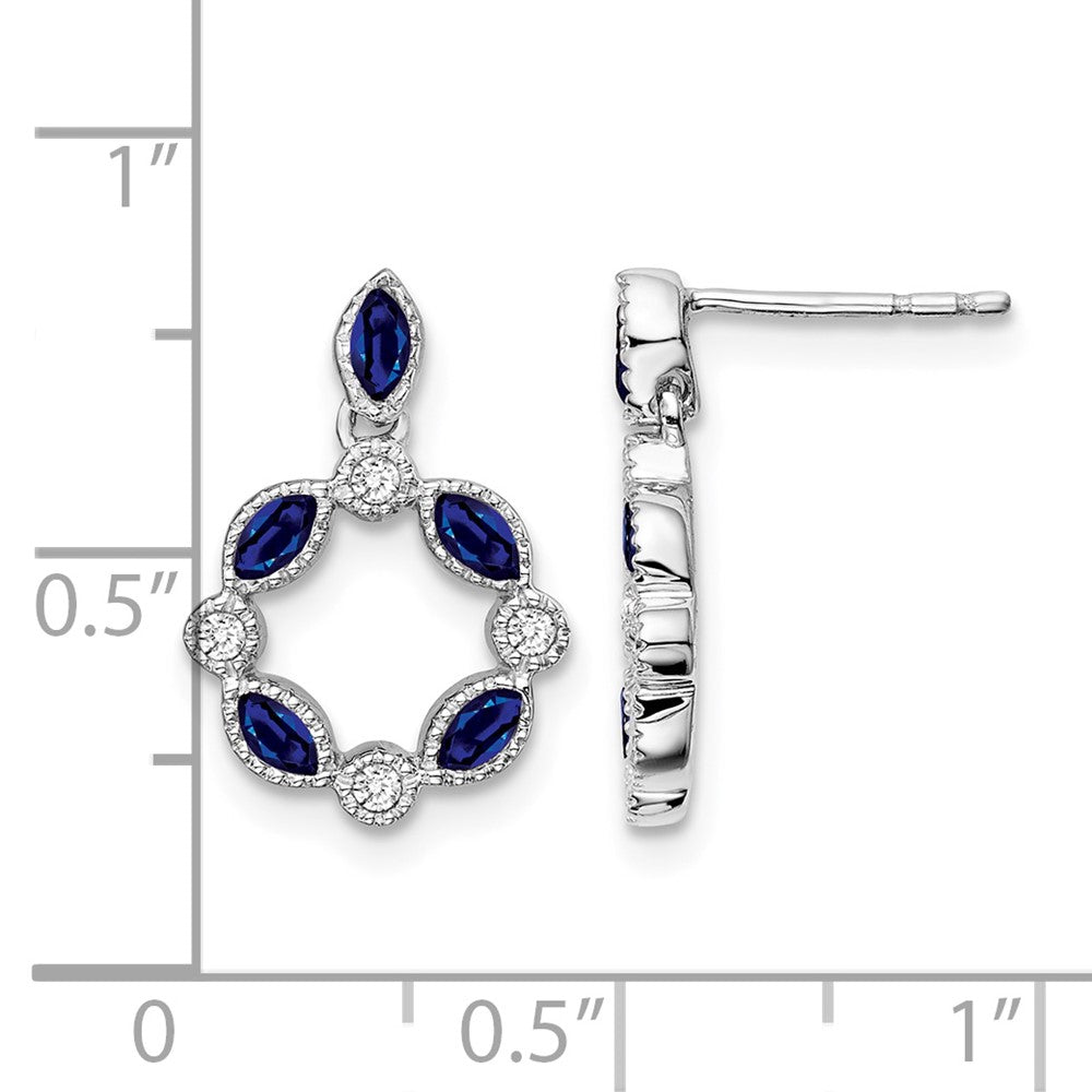 14k White Gold Sapphire and Diamond Dangle Earrings