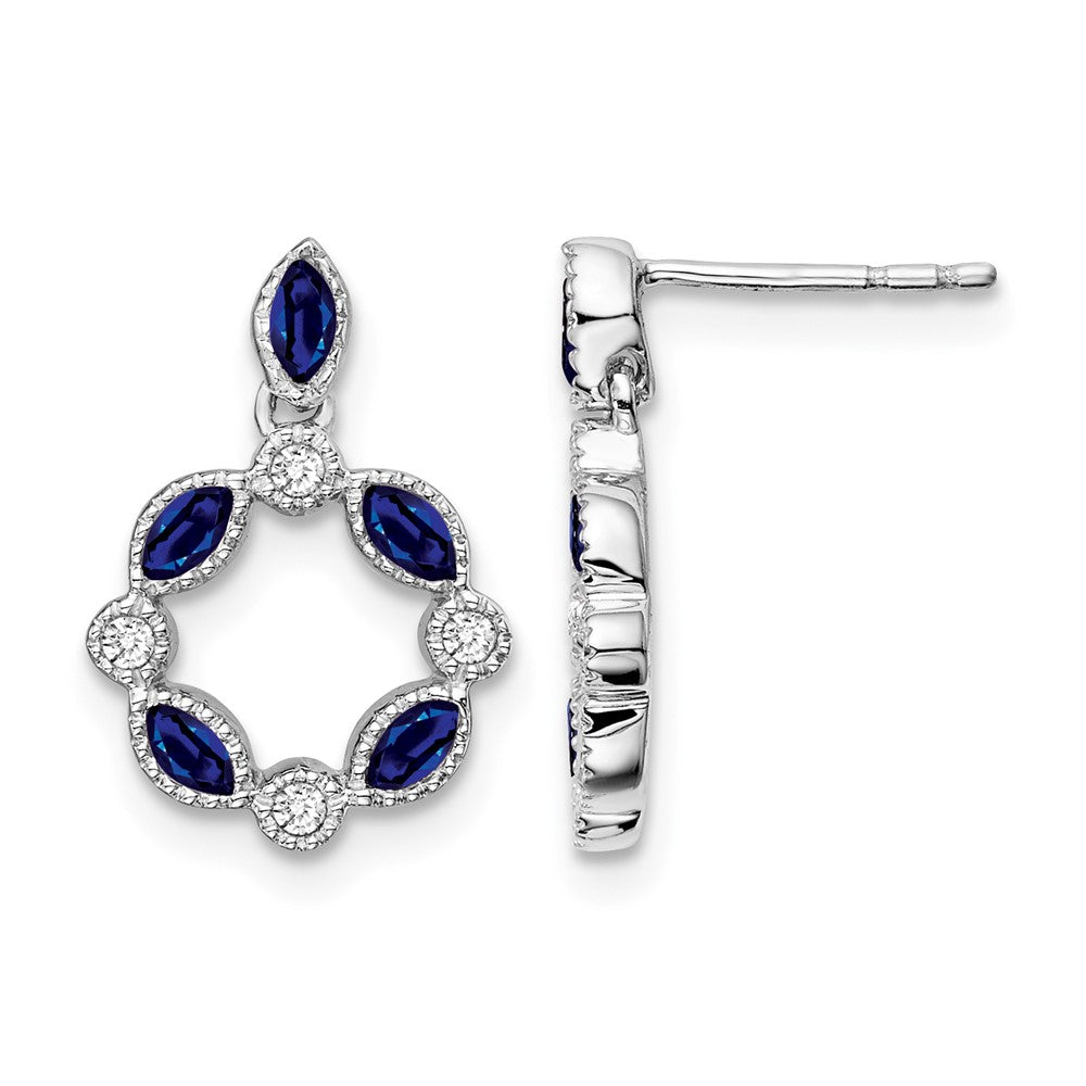 14k White Gold Sapphire and Diamond Dangle Earrings